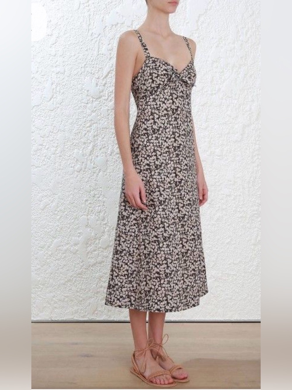 Zimmermann cherry print brown midi dress